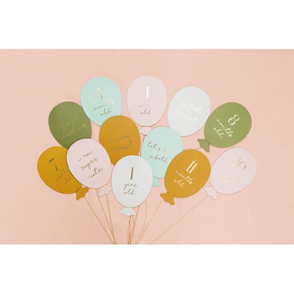 Ballonfrmige Karten fr Baby-Meilensteine