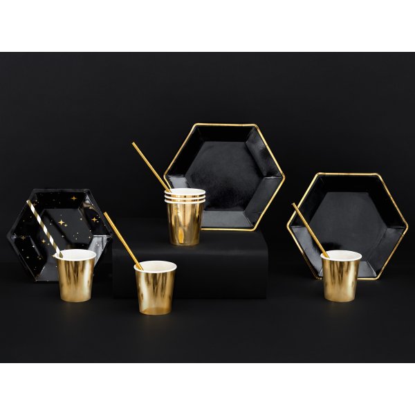 Dessertteller - Sparkle - Schwarz/Gold - 6er-Pack