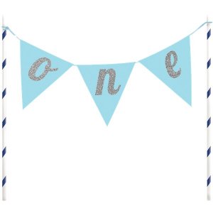 Kuchenwimpel - One - Blau/Silber Kuchenwimpel - One - Blau/Silber