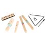 Musikinstrumentenset aus Holz für Kinder mit Triangel, Rhythmusstäben, Mundharmonika und Guiro Musikinstrumentenset aus Holz für Kinder mit Triangel, Rhythmusstäben, Mundharmonika und Guiro