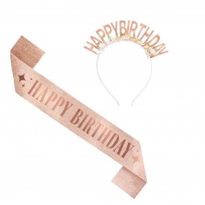 Schärpe und Diadem - Geburtstag - Roségold Schärpe und Diadem - Geburtstag - Roségold