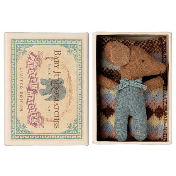 Babymaus in Streichholzschachtel - Sleepy/Wake - Blau