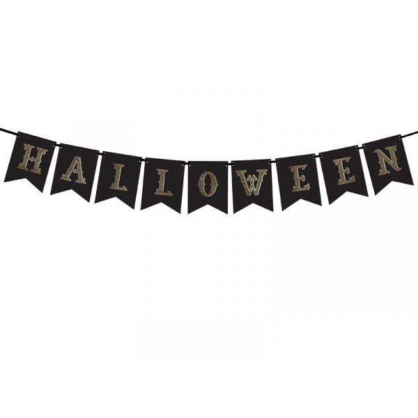 Wimpel - Halloween - Schwarz & Gold