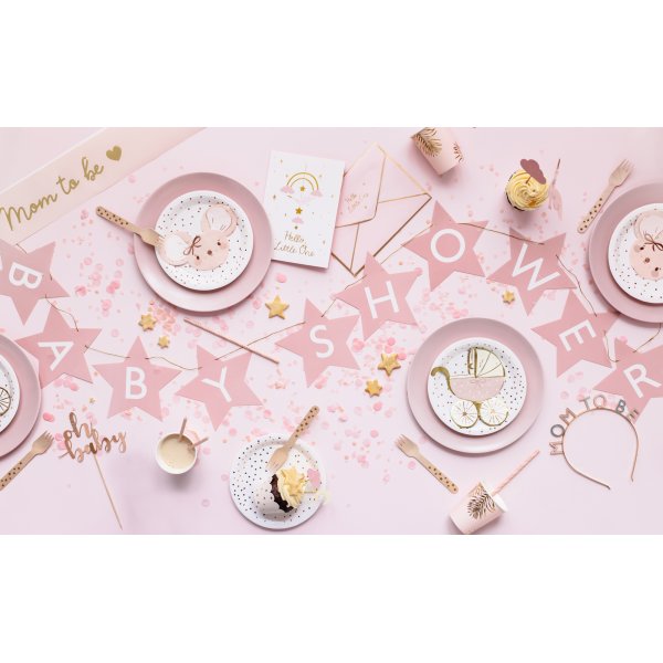 Servietten - Kinderwagen - Hellrosa/Gold - 20er-Pack