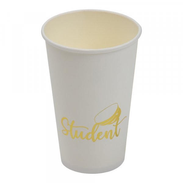 Groe Pappbecher - Student - Wei/Gold - 8er-Pack