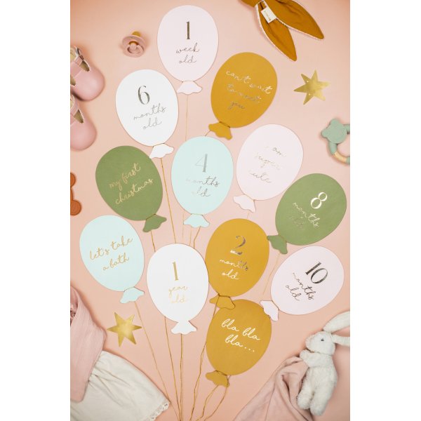 Ballonfrmige Karten fr Baby-Meilensteine