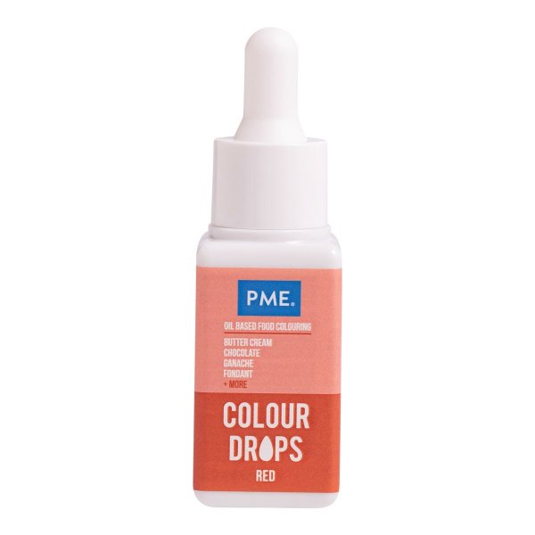 PME Colour Drops - Lebensmittelfarbe auf Ölbasis - Rot - 20 ml PME Colour Drops - Lebensmittelfarbe auf Ölbasis - Rot - 20 ml