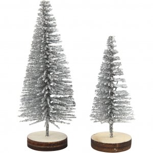 Weihnachtsmann-Accessoires - Tannenb�ume - Silber - 5er-Pack