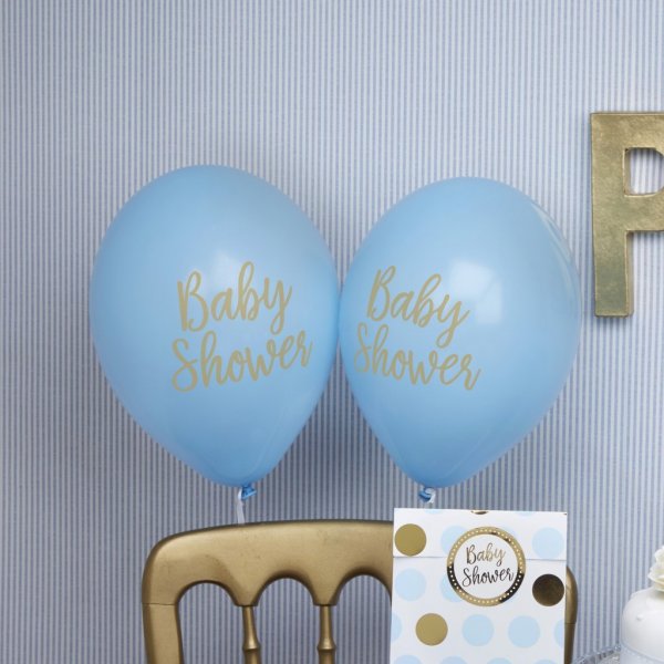 Luftballons - Babyparty - Blau/Gold - 8er-Pack