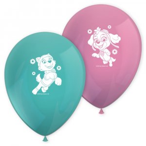 Bedruckte Luftballons - Rosa/Mint - Paw Patrol - Skye & Everest - 8er-Pack
