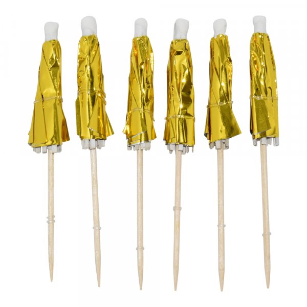 Kuchenspieße - Cocktail-Schirmchen - Gold - 10er-Packung Kuchenspieße - Cocktail-Schirmchen - Gold - 10er-Packung