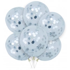 Konfetti-Ballons - Silber - 6er-Pack - 30 cm