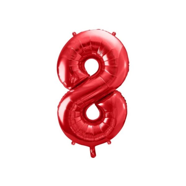 Zahlenballon - Rot, 86 cm - Zahl: 8 Zahlenballon - Rot, 86 cm - Zahl: 8