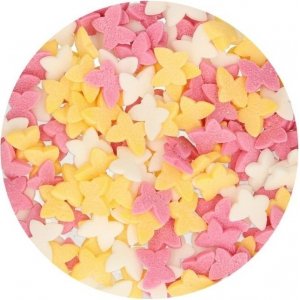 Streusel - Schmetterlinge Pastell - Weiß/Rosa/Gelb - Funcakes - 50 g Streusel - Schmetterlinge Pastell - Weiß/Rosa/Gelb - Funcakes - 50 g