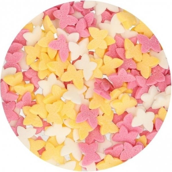 Streusel - Schmetterlinge Pastell - Weiß/Rosa/Gelb - Funcakes - 50 g Streusel - Schmetterlinge Pastell - Weiß/Rosa/Gelb - Funcakes - 50 g