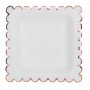 Pappteller - Quadratisch - Wei/Rosgoldrand - 10er-Pack