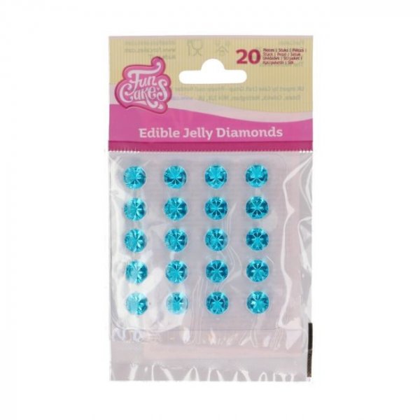 Essbare Diamanten - Himmelblau - Funcakes - 20 Stk Essbare Diamanten - Himmelblau - Funcakes - 20 Stk