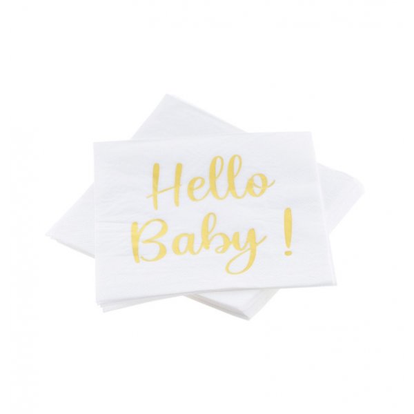 Servietten - Hello Baby - Gold - 20er-Packung Servietten - Hello Baby - Gold - 20er-Packung