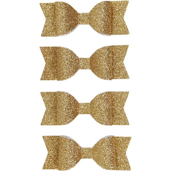 Selbstklebende Schleifen - Goldglitter 4 Stk