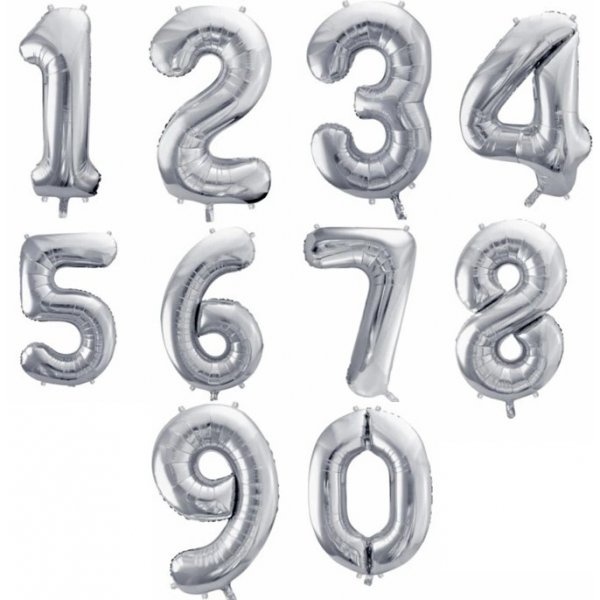 Zahlenballon - Silber - 86 cm
