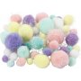 Pompons - Pastellfarben - Dia. 15-40 mm - 62 g