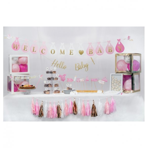 Girlande - Babyparty - Wei�/Hellrosa - St�rche