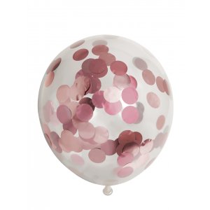 Konfetti-Ballons - Metallic-Ros�gold - 6er-Pack