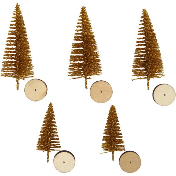 Weihnachtsmann-Accessoires - Tannenbäume - Gold - 5er-Pack Weihnachtsmann-Accessoires - Tannenbäume - Gold - 5er-Pack
