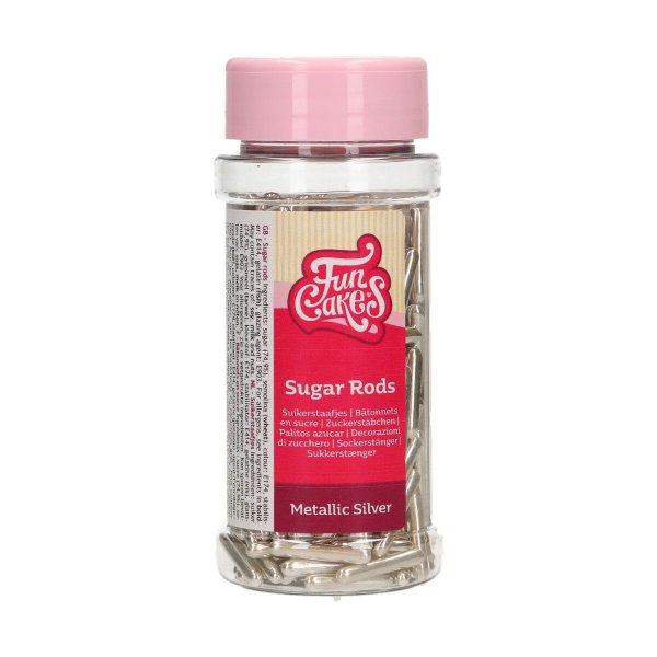 Streuselstäbchen XL Metallic Silber 70 g - FunCakes Streuselstäbchen XL Metallic Silber 70 g - FunCakes