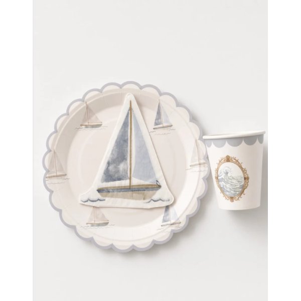 Pappteller - Segelmotiv - 23 cm - Lavendelblau - 8er-Pack Pappteller - Segelmotiv - 23 cm - Lavendelblau - 8er-Pack