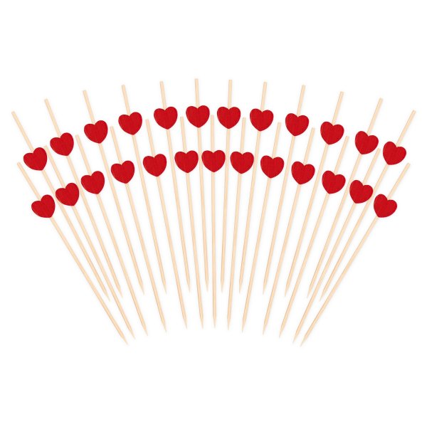 Snack- und Getränkesticks - Rote Herzen - 12 cm - 25 Stück Snack- und Getränkesticks - Rote Herzen - 12 cm - 25 Stück