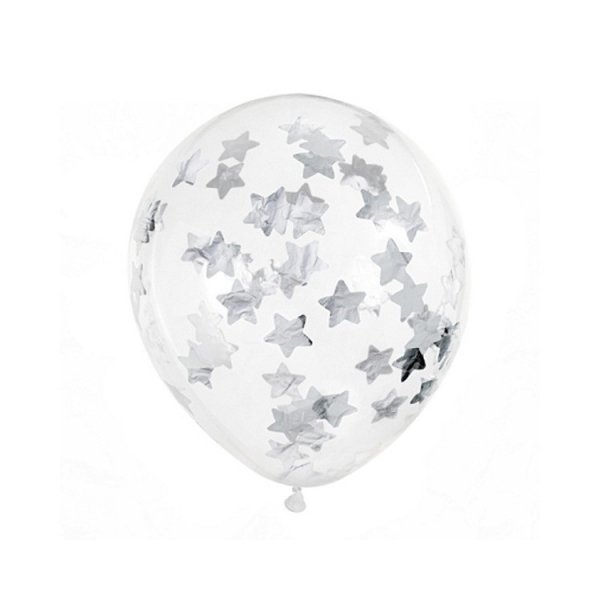 Konfetti-Luftballons, silberne Sterne Konfetti-Luftballons, silberne Sterne
