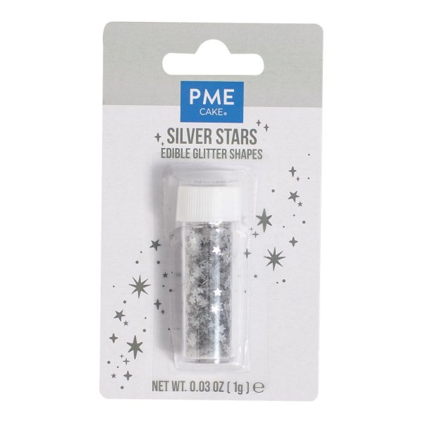 Deko-Streusel - Sterne - Silber - PME Deko-Streusel - Sterne - Silber - PME