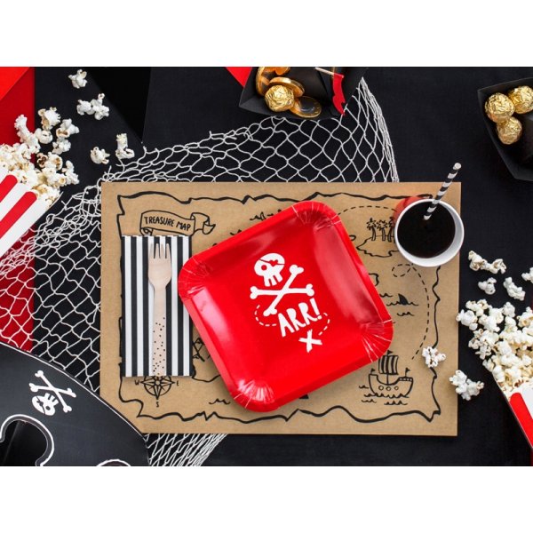 Pappteller - Hey Pirate - Rot - 6er-Pack