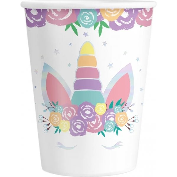 Pappbecher - Blumen-Einhorn - 6er-Pack Pappbecher - Blumen-Einhorn - 6er-Pack
