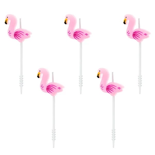 Kuchenkerzen - Flamingos - 5er-Pack