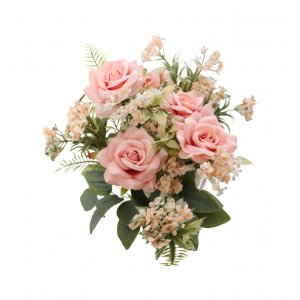 Blumenstrauß - 40 cm - Rosa Rosen mit grünen Blättern Blumenstrauß - 40 cm - Rosa Rosen mit grünen Blättern