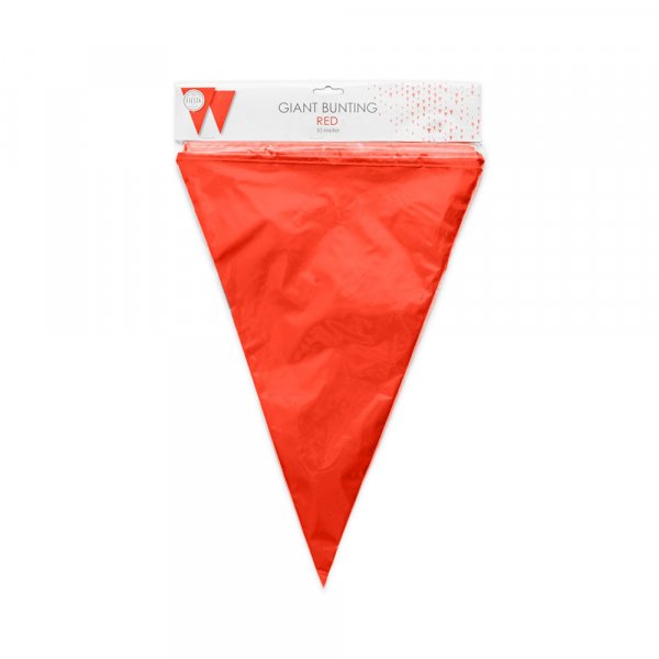 Girlande - Gro�e Flaggen - Rot - Kunststoff - 10 m