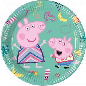 Pappteller - Greta das Schwein - Grün - 20 cm - 8er-Packung Pappteller - Greta das Schwein - Grün - 20 cm - 8er-Packung
