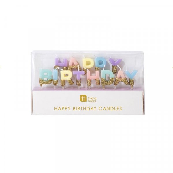 Kuchenkerze - Alles Gute zum Geburtstag - Pastell/Glitzer