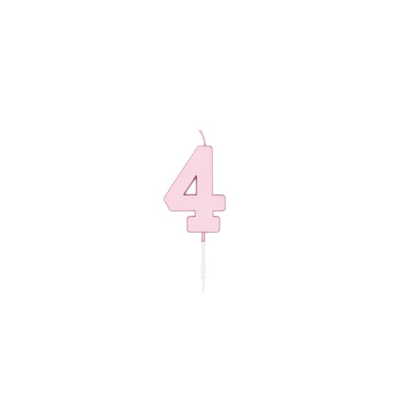 Kuchenkerze - Pastellrosa - 4,5 cm - Nummer 4 Kuchenkerze - Pastellrosa - 4,5 cm - Nummer 4