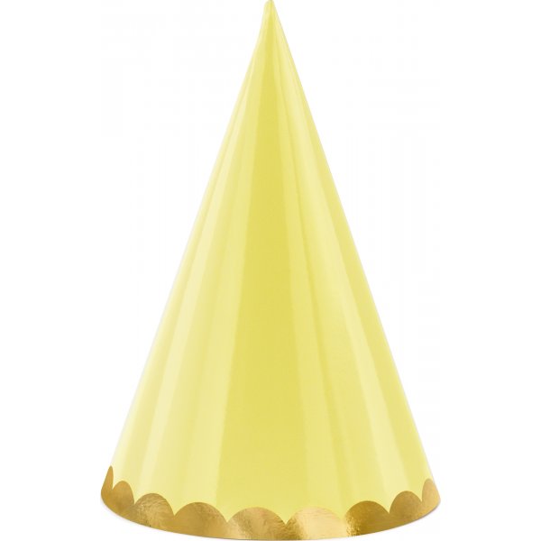 Partyhüte - Pastellmischung mit Goldbesatz - 6er-Pack