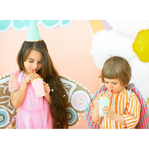 Pappbecher - Rosa - Goldrand - 6er-Pack