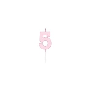 Kuchenkerze - Pastellrosa - 4,5 cm - Nummer 5 Kuchenkerze - Pastellrosa - 4,5 cm - Nummer 5