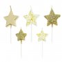 Geburtstagskerzen/Kuchenkerzen - Sterne - Gold - 5er-Pack