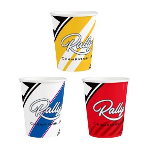 Pappbecher - Rennsport - Rot, Weiß, Gelb - 6er-Packung Pappbecher - Rennsport - Rot, Weiß, Gelb - 6er-Packung