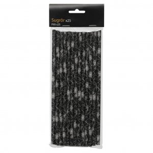 Strohhalme - Schwarz mit Spinnennetz - 25er-Pack Strohhalme - Schwarz mit Spinnennetz - 25er-Pack