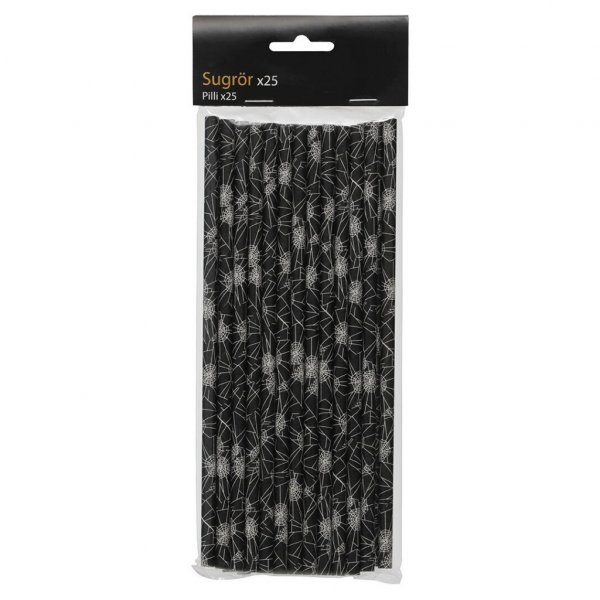 Strohhalme - Schwarz mit Spinnennetz - 25er-Pack Strohhalme - Schwarz mit Spinnennetz - 25er-Pack