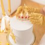 Tortenaufsatz - Krone - Gold mit roten und silbernen Kristallen