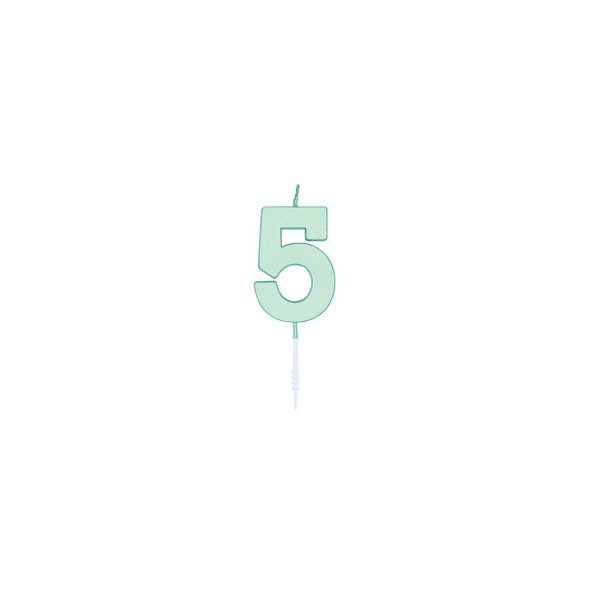 Kuchenkerze - Pastellmint - Nummer 5 - 4,5 cm Kuchenkerze - Pastellmint - Nummer 5 - 4,5 cm